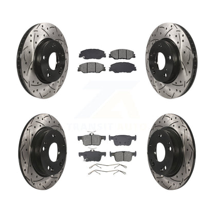 Kit de plaquettes semi-métalliques de rotors de frein de fente de forage avant et arrière pour Honda Insigh 19-22