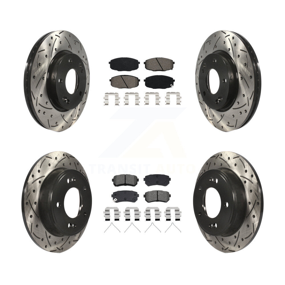 Rotor de frein à fente percée avant et arrière et Kit de plaquettes semi-métalliques pour Hyundai Kona Ki