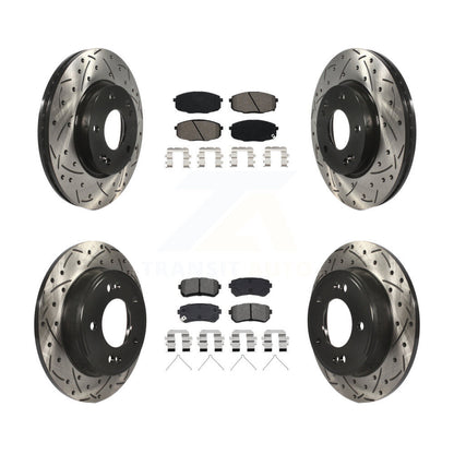 Rotor de frein à fente percée avant et arrière et Kit de plaquettes semi-métalliques pour Hyundai Kona Ki