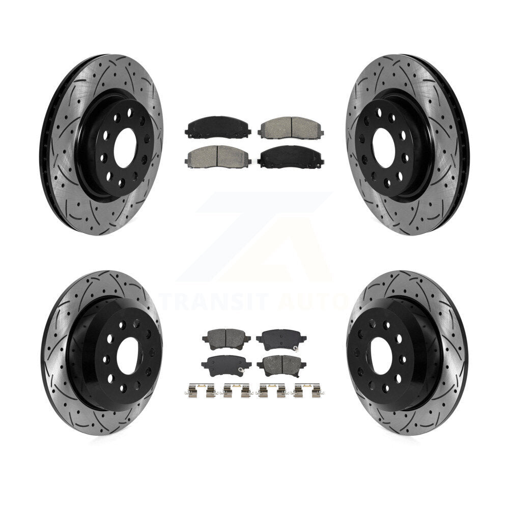 Kit de plaquettes semi-métalliques de Rotor de frein à disque à fente avant et arrière pour Jeep Wrangle