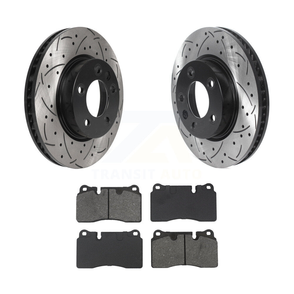 Kit de plaquettes semi-métalliques de Rotor de frein à disque à fente avant percée pour Volkswagen Touare