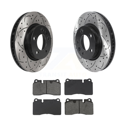 Kit de plaquettes semi-métalliques de Rotor de frein à disque à fente avant percée pour Volkswagen Touare