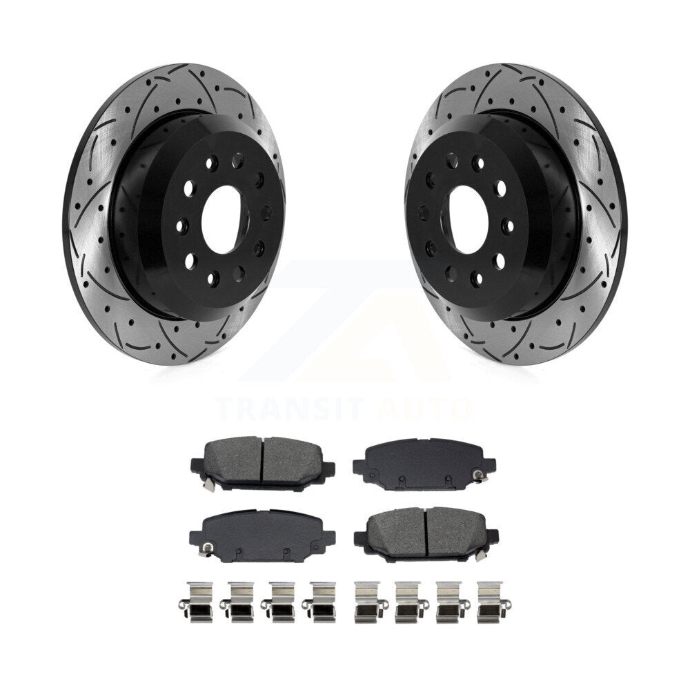 Kit de plaquettes semi-métalliques de rotors de frein à fente de forage arrière pour Jeep Wrangler Spor 18-20