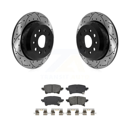 Kit de plaquettes semi-métalliques de rotors de frein à disque de fente de forage enduits arrière pour Jeep Wrangle