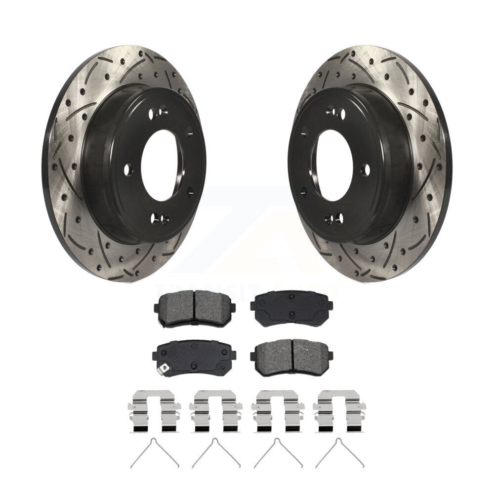 Rotors de frein à fente arrière percés, Kit de plaquettes semi-métalliques pour Hyundai Kona Kia Selto