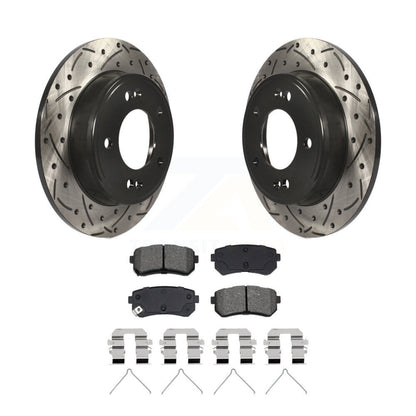 Rotors de frein à fente arrière percés, Kit de plaquettes semi-métalliques pour Hyundai Kona Kia Selto