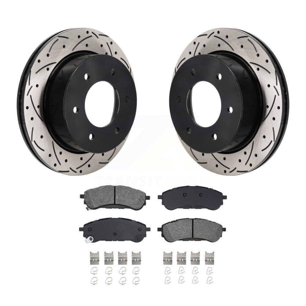 Kit de plaquettes semi-métalliques de rotor de frein à disque de fente de forage arrière pour la gamme Ford 2019-2023