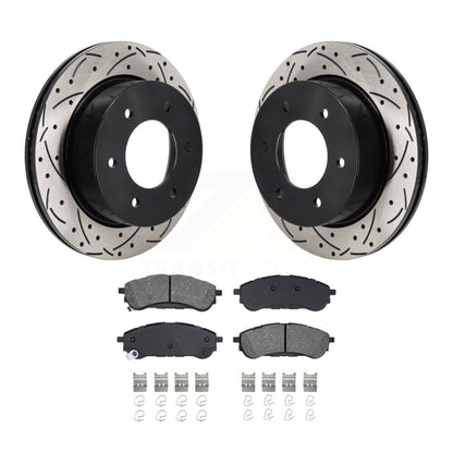 Kit de plaquettes semi-métalliques de rotor de frein à disque de fente de forage arrière pour la gamme Ford 2019-2023