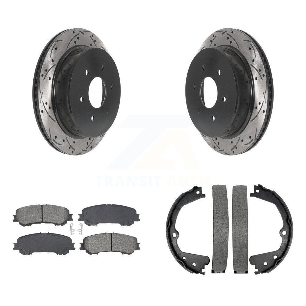 Kit de plaquettes semi-métalliques et de patins de stationnement pour disques arrière percés et fendus