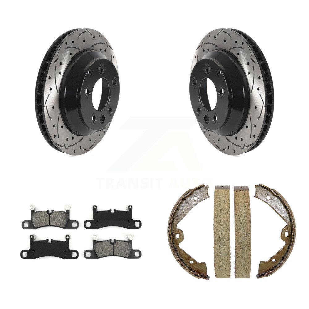 Kit de plaquettes semi-métalliques et de patins de stationnement pour disques arrière percés et fendus