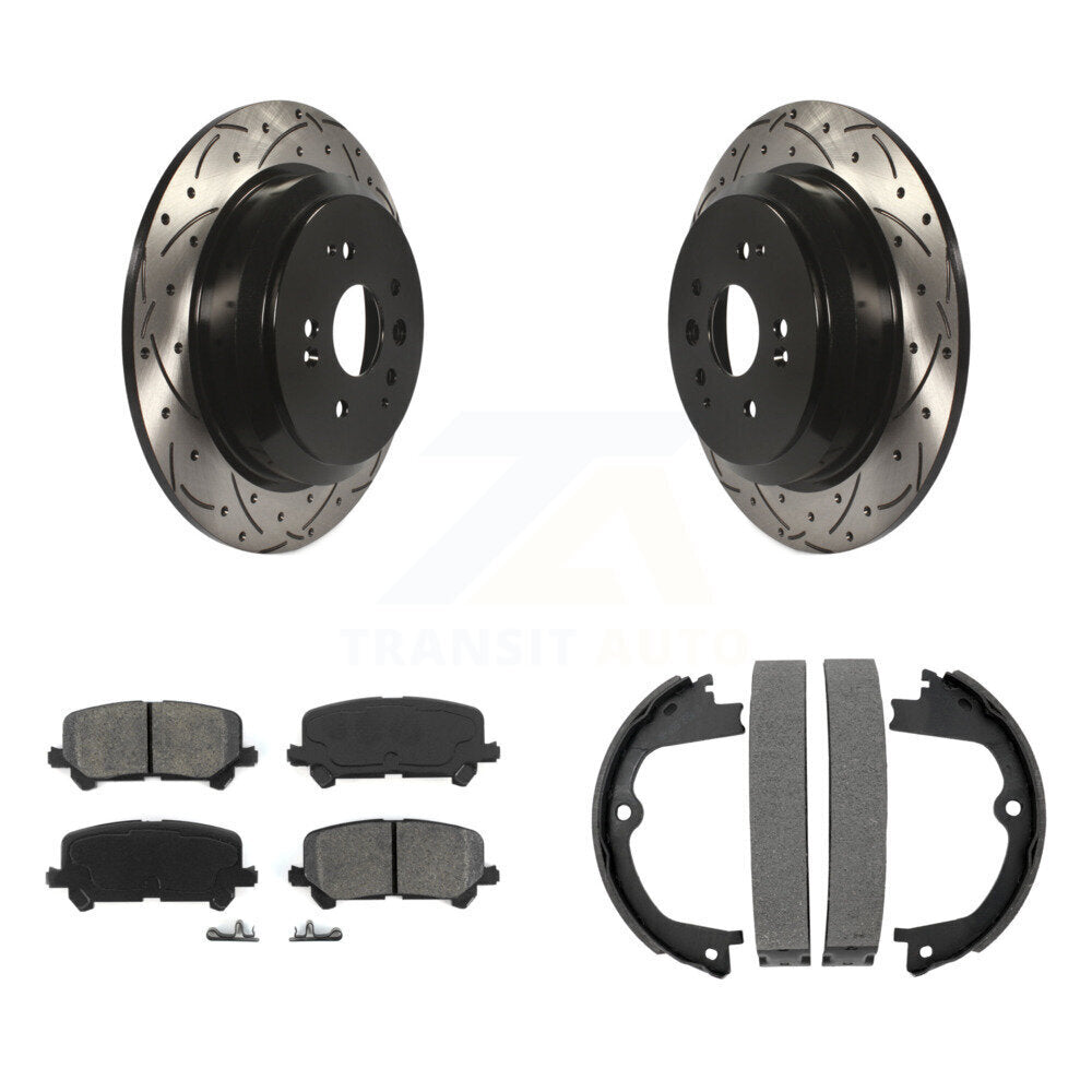 Kit de plaquettes semi-métalliques et de patins de stationnement pour disques arrière percés et fendus