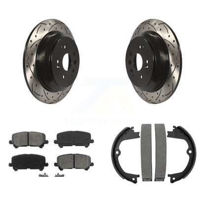 Kit de plaquettes semi-métalliques et de patins de stationnement pour disques arrière percés et fendus