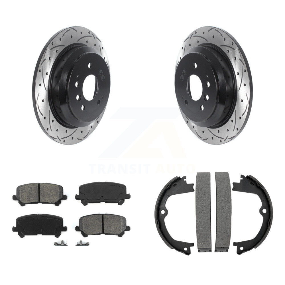 Kit de plaquettes semi-métalliques et de patins de stationnement pour disques arrière percés et fendus