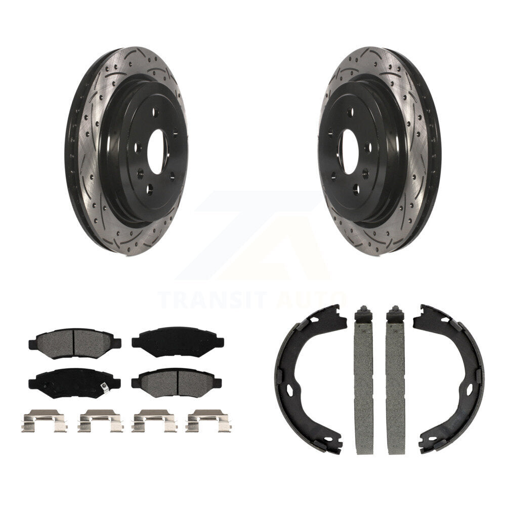 Kit de plaquettes semi-métalliques et de patins de stationnement pour disques arrière percés et fendus