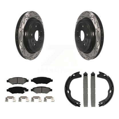 Kit de plaquettes semi-métalliques et de patins de stationnement pour disques arrière percés et fendus