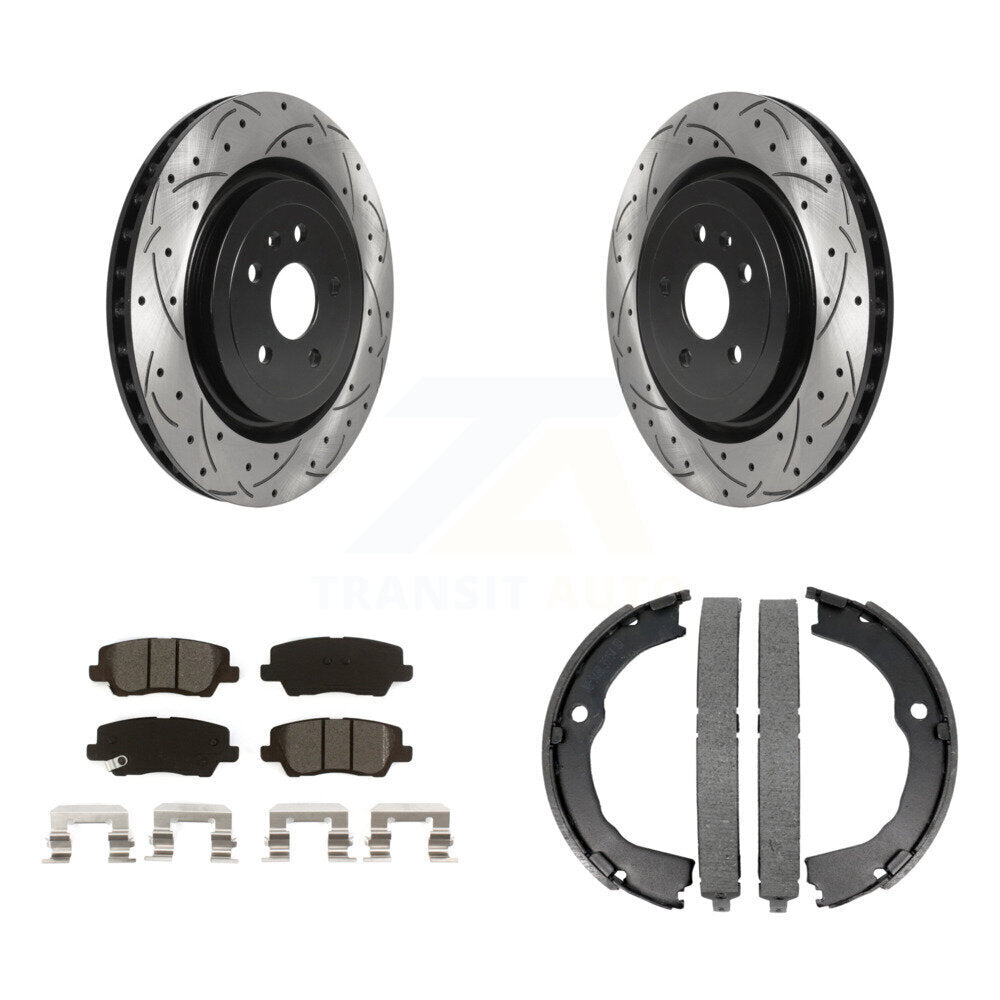Kit de plaquettes semi-métalliques et de patins de stationnement pour disques arrière percés et fendus