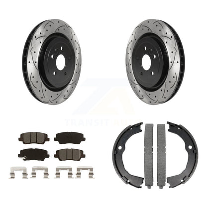 Kit de plaquettes semi-métalliques et de patins de stationnement pour disques arrière percés et fendus