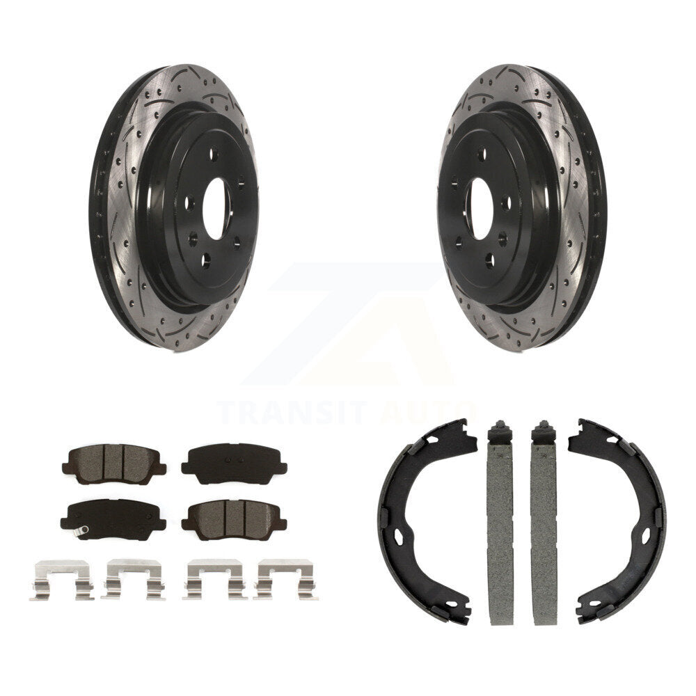 Kit de plaquettes semi-métalliques et de patins de stationnement pour disques arrière percés et fendus