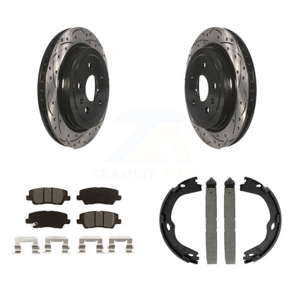 Kit de plaquettes semi-métalliques et de patins de stationnement pour disques arrière percés et fendus