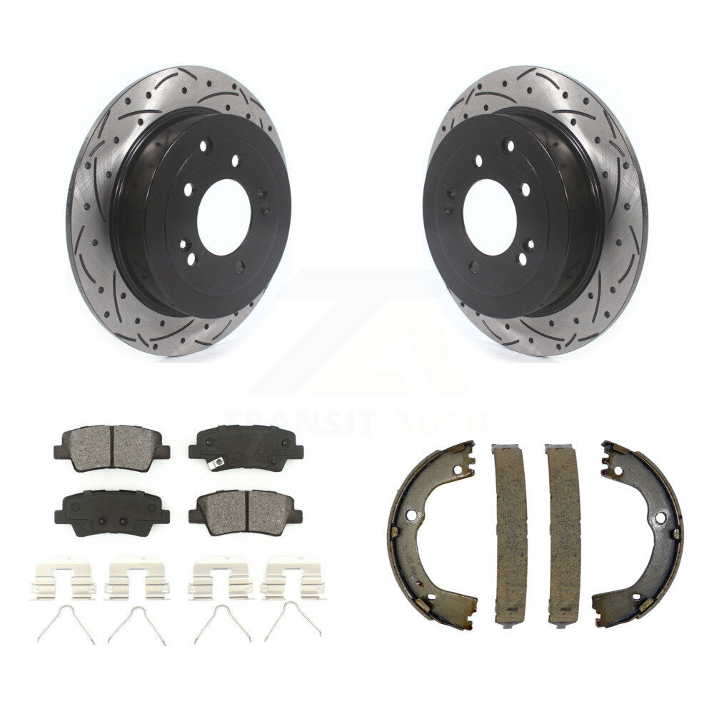 Kit de chaussures de stationnement à disques arrière, Rotors percés et fendus, plaquettes semi-métalliques, pour Kia