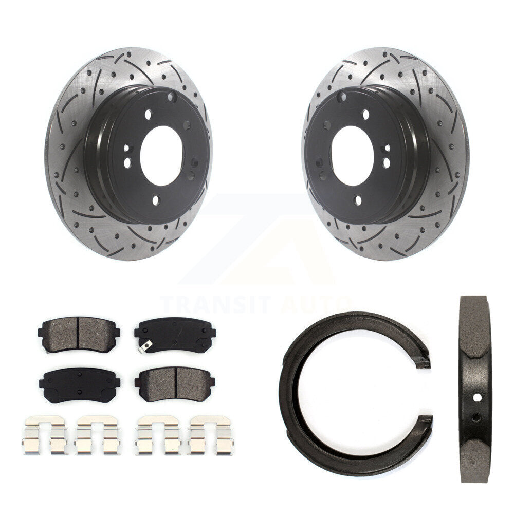 Kit de chaussures de stationnement à disques arrière, Rotors percés et fendus, plaquettes semi-métalliques, pour Kia