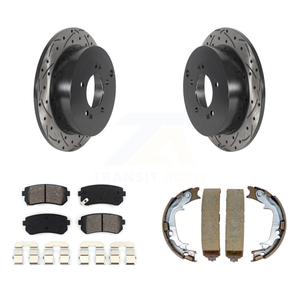 Kit de chaussures de stationnement à disques arrière, Rotors percés et fendus, plaquettes semi-métalliques, pour Kia