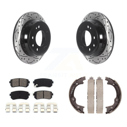 Kit de plaquettes semi-métalliques et de patins de stationnement pour disques arrière percés et fendus