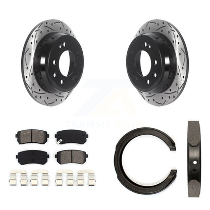 Kit de plaquettes semi-métalliques et de patins de stationnement pour disques arrière percés et fendus