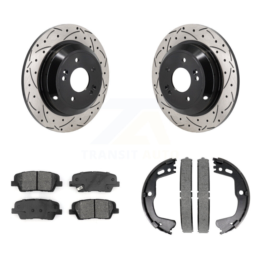 Kit de chaussures de stationnement à disques arrière, Rotors percés et fendus, plaquettes semi-métalliques, pour Kia