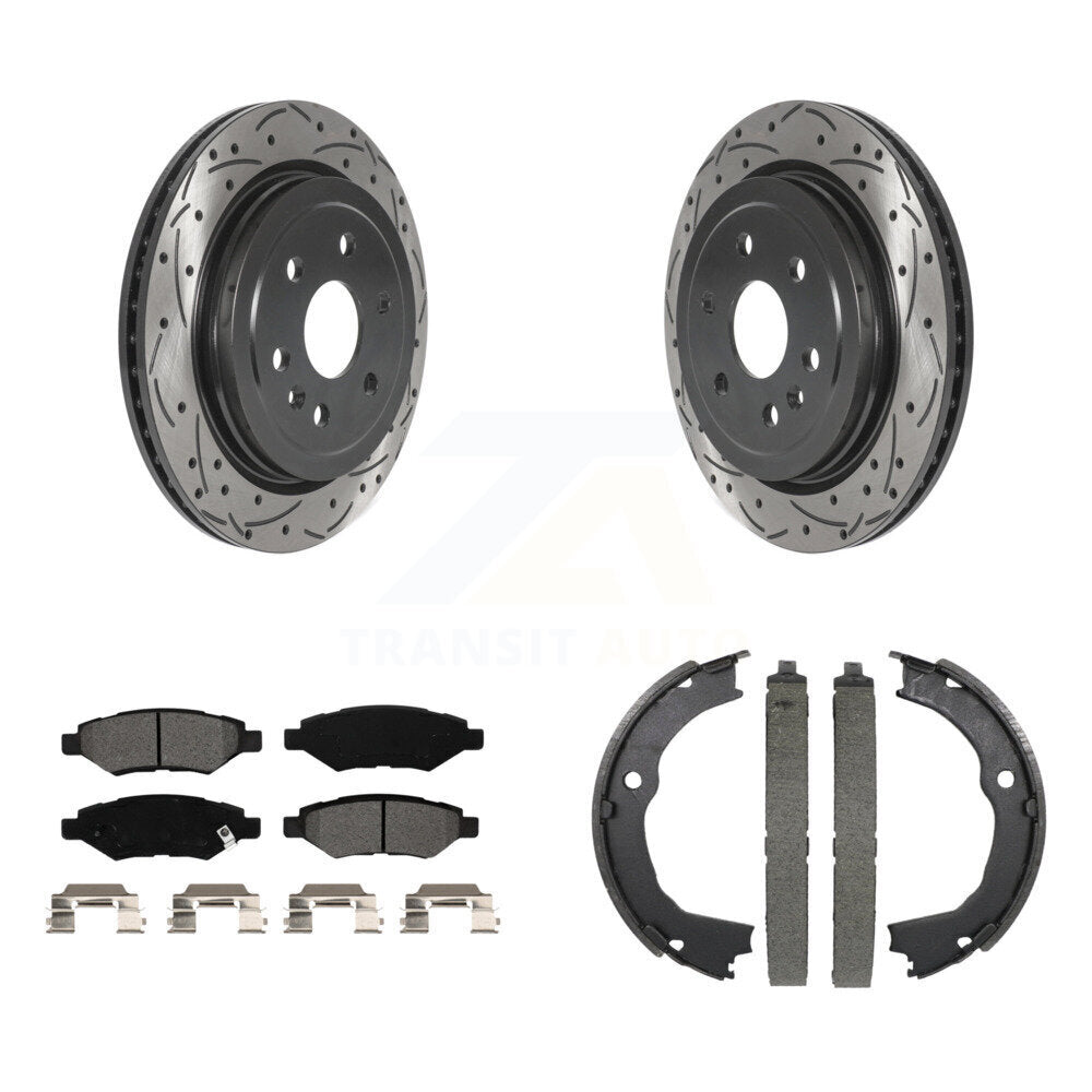Kit de plaquettes semi-métalliques et de patins de stationnement pour disques arrière percés et fendus