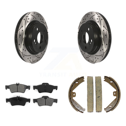 Kit de plaquettes semi-métalliques et de patins de stationnement pour disques arrière percés et fendus