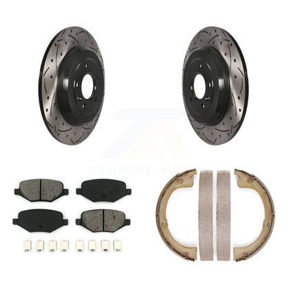 Kit de plaquettes semi-métalliques et de patins de stationnement pour disques arrière percés et fendus