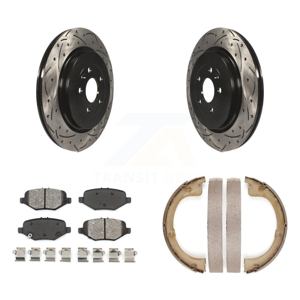 Kit de plaquettes semi-métalliques et de patins de stationnement pour disques arrière percés et fendus