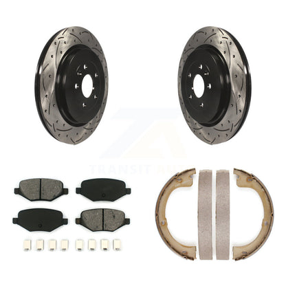 Kit de plaquettes semi-métalliques et de patins de stationnement pour disques arrière percés et fendus