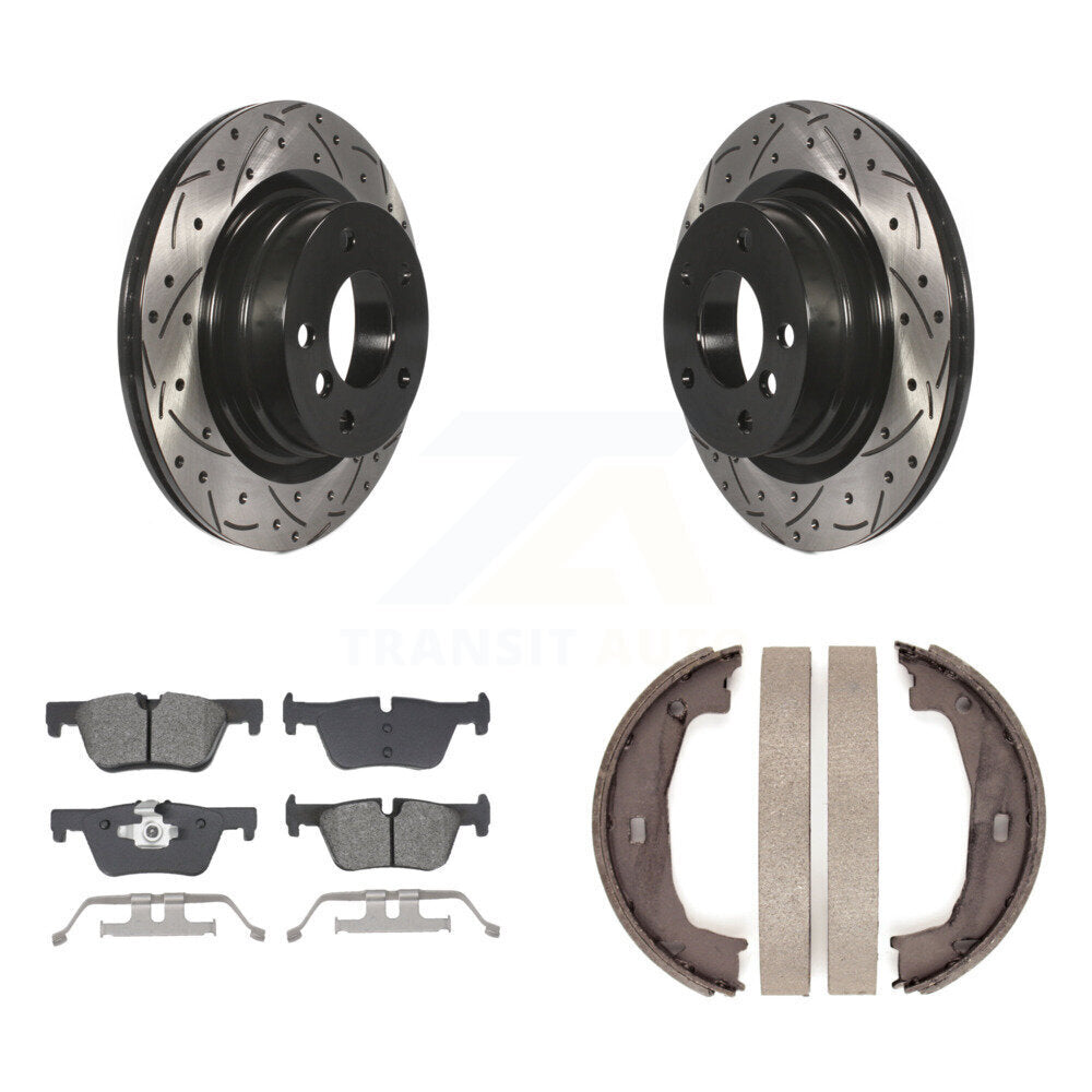 Kit de chaussures de stationnement à disques arrière percés et à fentes, plaquettes semi-métalliques, pour BMW