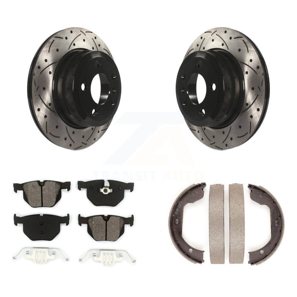 Kit de chaussures de stationnement à disques arrière percés et à fentes, plaquettes semi-métalliques, pour BMW