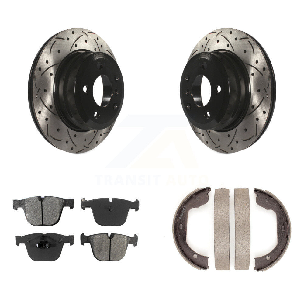 Kit de plaquettes semi-métalliques et de patins de stationnement pour disques arrière percés et fendus