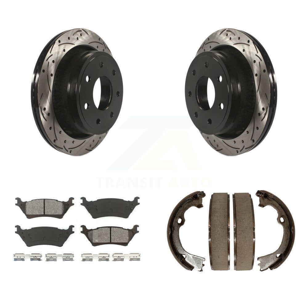 Kit de plaquettes semi-métalliques et de patins de stationnement pour disques arrière percés et fendus