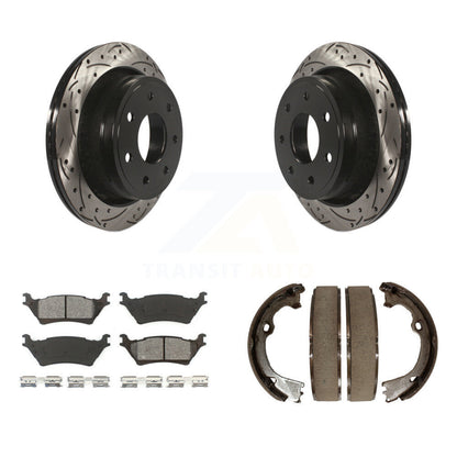 Kit de plaquettes semi-métalliques et de patins de stationnement pour disques arrière percés et fendus