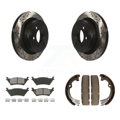 Kit de plaquettes semi-métalliques et de patins de stationnement pour disques arrière percés et fendus