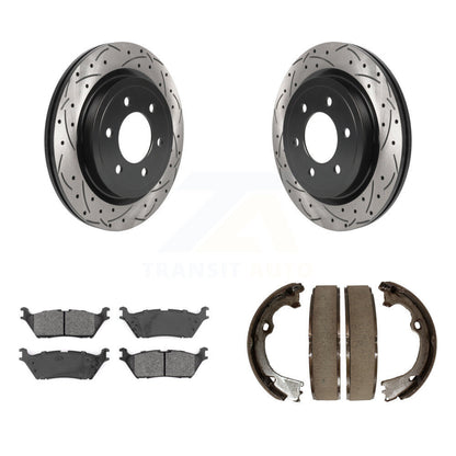 Kit de plaquettes semi-métalliques et de patins de stationnement pour disques arrière percés et fendus