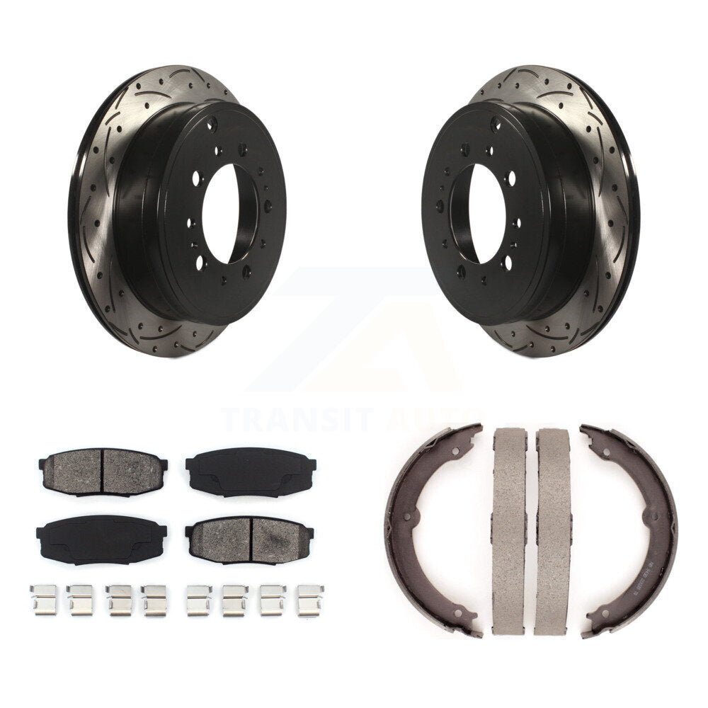 Kit de chaussures de stationnement à disques arrière, Rotors percés et fendus, plaquettes semi-métalliques, pour Lan