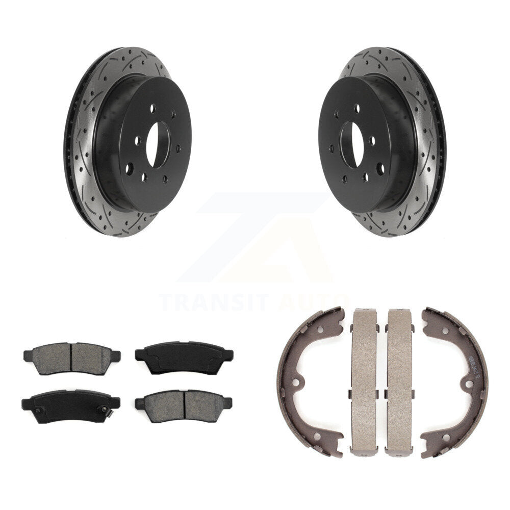 Kit de plaquettes semi-métalliques et de patins de stationnement pour disques arrière percés et fendus