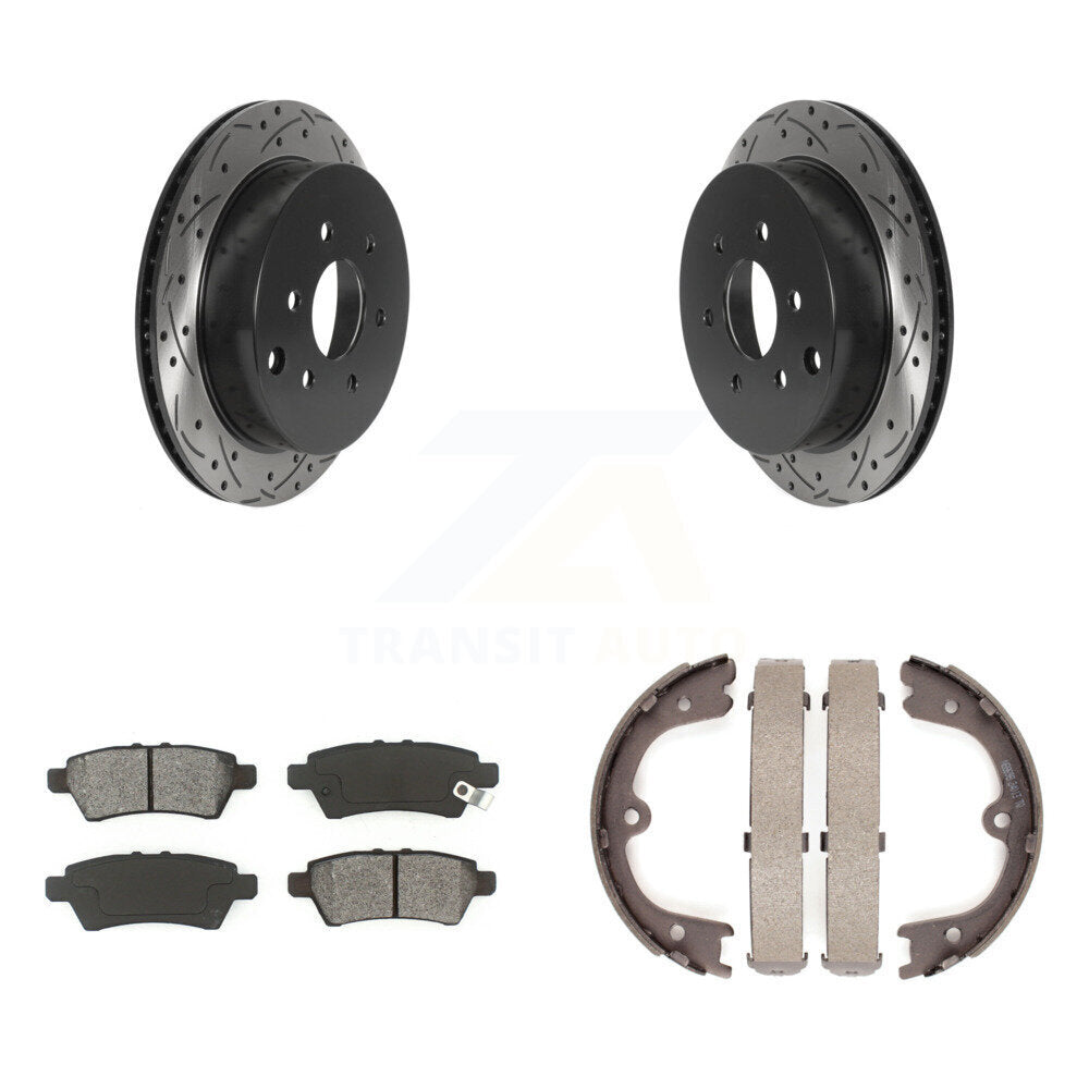 Kit de plaquettes semi-métalliques et de patins de stationnement pour disques arrière percés et fendus