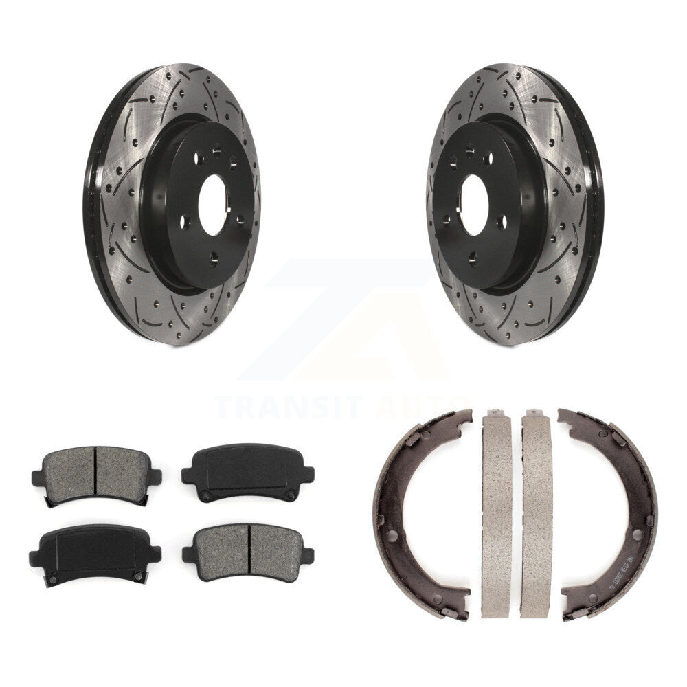 Kit de plaquettes semi-métalliques et de patins de stationnement pour disques arrière percés et fendus
