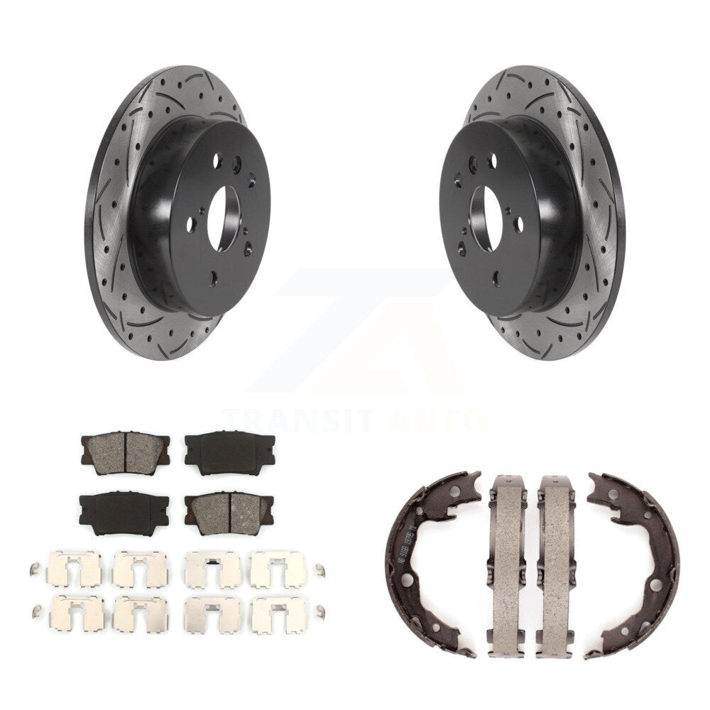Kit de plaquettes semi-métalliques et de patins de stationnement pour disques arrière percés et fendus