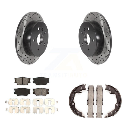 Kit de plaquettes semi-métalliques et de patins de stationnement pour disques arrière percés et fendus