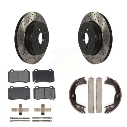 Kit de plaquettes semi-métalliques et de patins de stationnement pour disques arrière percés et fendus