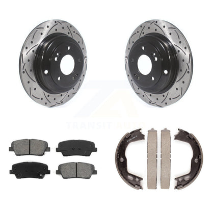 Kit de plaquettes semi-métalliques et de patins de stationnement pour disques arrière percés et fendus
