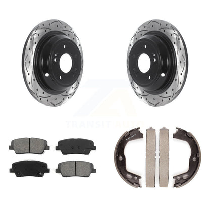 Kit de plaquettes semi-métalliques et de patins de stationnement pour disques arrière percés et fendus